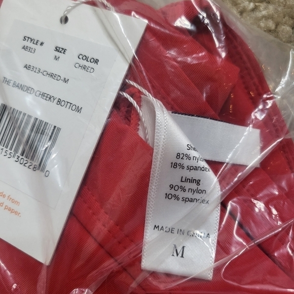 💚HP💚NWT Andie Swim The Banded Cheeky Bikini Bottom in Cherry Red 🍒 - Picture 7 of 7